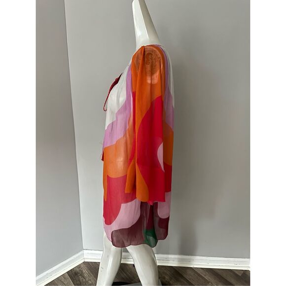 NWT Etro Tassel Tie Quarter Sleeve Semi Sheer Wavy Print Tunic Top Multicolor IT - Picture 9 of 11